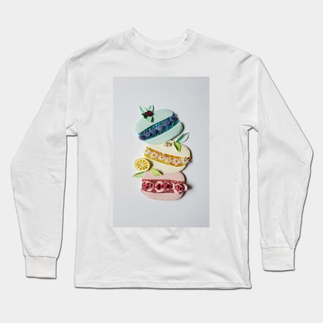 Printed Paper Quilling Art.Macarons Long Sleeve T-Shirt by solsolyi